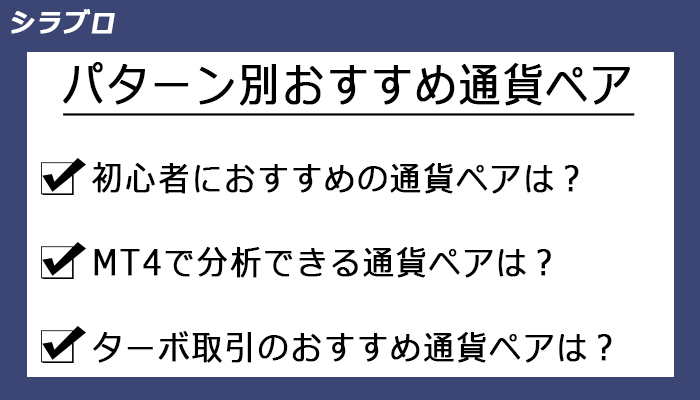 パターン別おすすめ通貨ペア