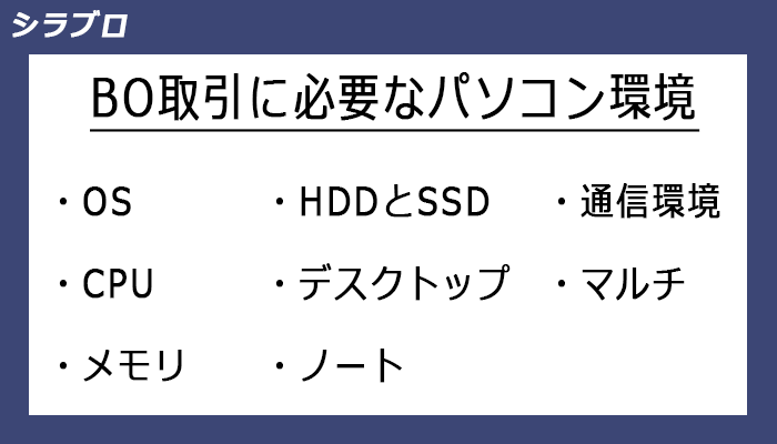 バイナリーオプションに必要なパソコン環境