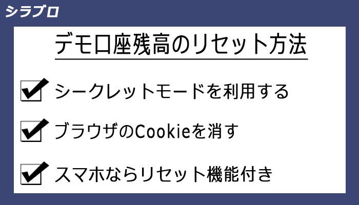デモ口座残高リセット方法