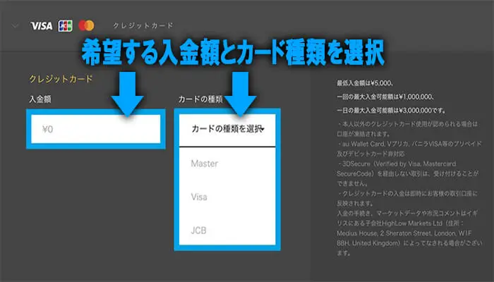 クレジットカード入金手順2