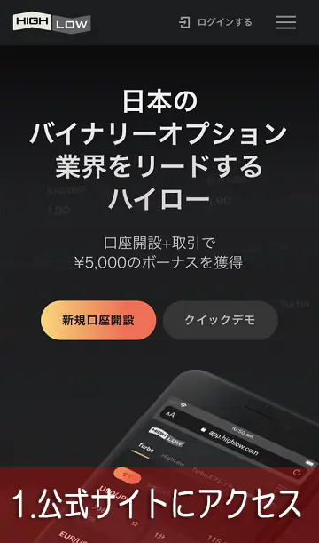 スマホのデモ取引手順