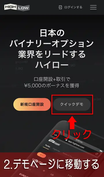 スマホのデモ取引手順