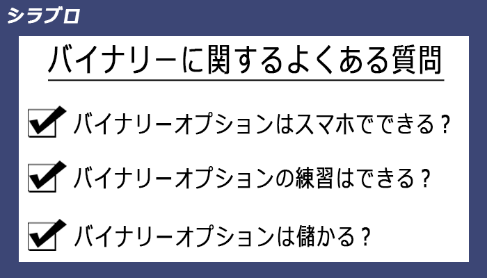 バイナリーオプションのよくある質問