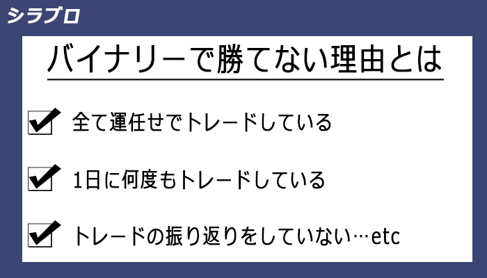 バイナリーオプションで勝てない理由