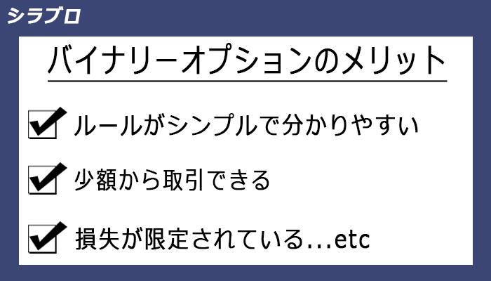 バイナリーオプションのメリット