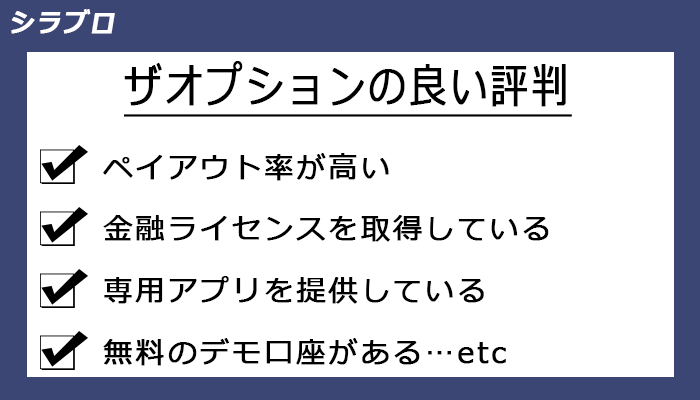 ザオプションの良い評判