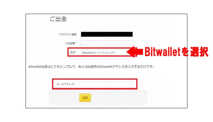 ゼントレーダーのビットウォレット出金手順
