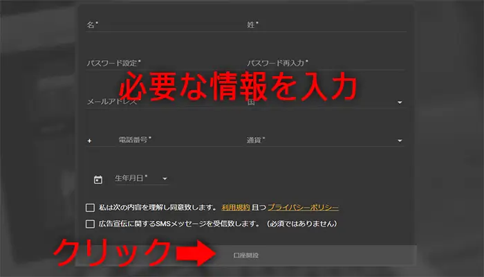 bi-winning(バイウィニング)口座開設手順1