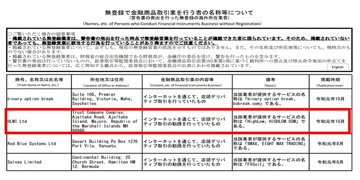 金融庁未登録業者