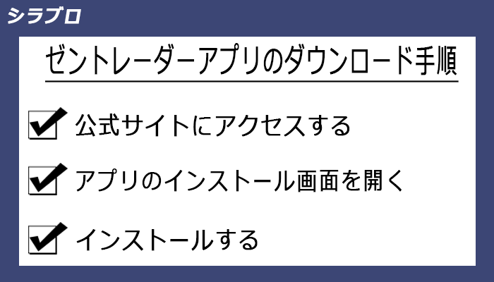 ゼントレーダーアプリのダウンロード手順